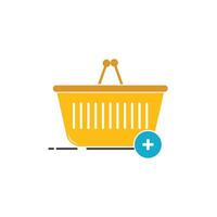 A shopping basket with a plus sign on it vector