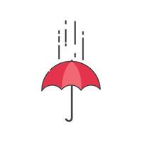 Red umbrella with rain drops illustration vector