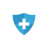 A blue shield with a cross on it vector