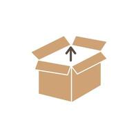 An open box with an arrow pointing up vector