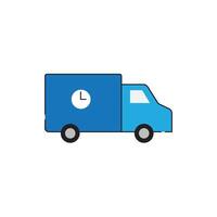 A blue truck with a clock on the side vector