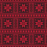 Monochrome pixel art square grid floral pattern vector