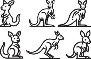 Set of kangaroo line art file on white background vector