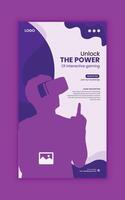 VR event web story design template or 3d game social media story post vector