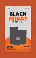 Black Friday on all items social media story banner design or vertical banner design web post vector