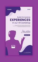 Virtual reality social media story design template or VR vertical banner vector