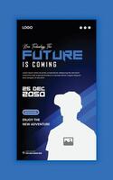 Virtual reality workshop schedule social media story banner template vector