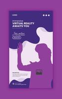 flat design with VR glasses and a square background for a social media story banner template vector