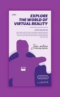 Virtual reality game workshop social media story banner template vector
