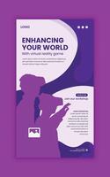 Vertical social media story banner template for modern technology with virtual reality headset sale web post banner vector
