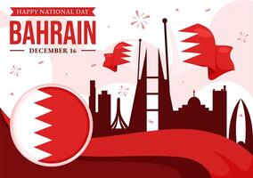 Bahrain National Day Illustration with Flag and Festive Elements on December 16 in Flat Style vector