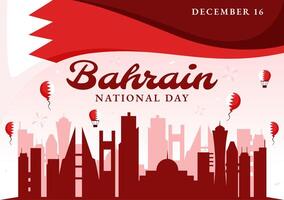 Happy Bahrain National Day Art with Waving Flag on December 16 in Flat Style vector