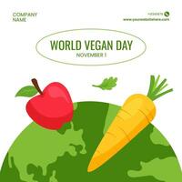 World Vegan Day Social Media Background with Hand-Drawn Template vector