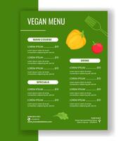 World Vegan Day Social Media Menu Template with Hand-Drawn Cartoon Style vector