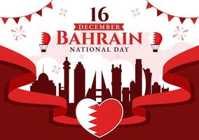 Bahrain Flag Waving in Style for Bahrain National Day Celebration in Flat Cartoon Theme vector