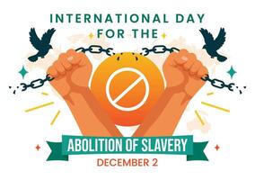 Abolition of Slavery Day Illustration Featuring Handcuffs and Freedom Symbols in Flat Cartoon Design vector