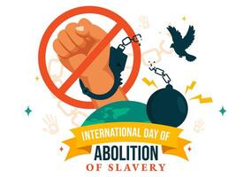 World Day Against Slavery Art with Broken Chains, Doves, and Hands on Flat Background vector