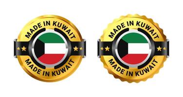 Made in Kuwait icon a gold circle with a picture of a flag in the middle. For sign, stamp, badge, logo, label, mark, symbol, Banner etc. Modern and minimalist. Illustration vector