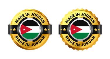 Made in Jordan icon a gold circle with a picture of a flag in the middle. For sign, stamp, badge, logo, label, mark, symbol, Banner etc. Modern and minimalist. Illustration vector