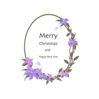 merry christmas greeting card banner with blossom flower on frame background vector