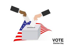 voter dropping ballots in the election box isolated on white background vector