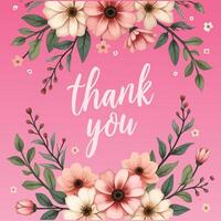 Elegant Thank You Card with Floral Accents and Gradient Background vector