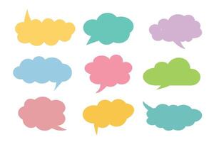 Colorful speech bubble icon set to communication geometric graphic element, Illustrator . vector