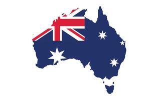 Australia map and official national flag symbol of country. vector