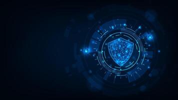 Futuristic abstract technology security concept shield on dark blue background vector