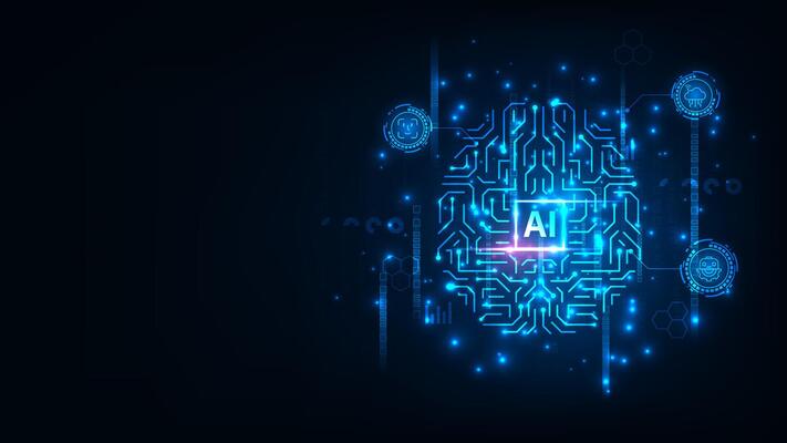 Artificial intelligence chip concept. Abstract digital technology innovation background.