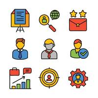 Profile and hiring colorful icon Set Editable Stroke Design vector
