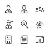 Black color outline icon set illustration vector