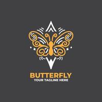 a minimalist flat logo of a butterfly vector