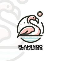 flat minimalist logo of a flamingo vector
