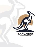 flat minimalist logo of a kangaroo vector