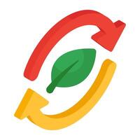 Conceptual flat design icon of leaves recycling vector