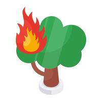Editable design icon of forest fire vector