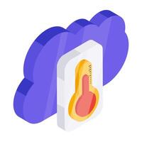 Cloud temperature icon in flat design vector