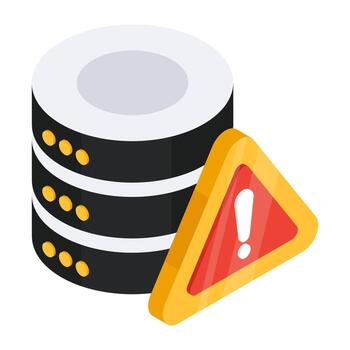 un isométrica diseño icono de base de datos advertencia vector