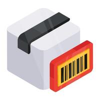 A flat design icon of parcel barcode vector