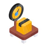 Conceptual flat design icon of parcel weighing vector
