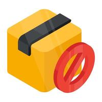 An editable design icon of parcel forbidden vector