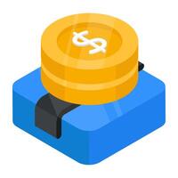 Conceptual flat isometric icon of cash on delivery vector