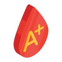 Droplet with a sign showcasing A blood group icon vector