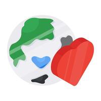 Conceptual flat isometric design icon of global love vector