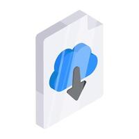 Conceptual flat design icon of cloud file download vector