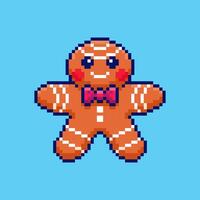 Pixel art Gingerbread Cookie game asset design vector