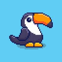 Pixel art Toucan game asset design vector
