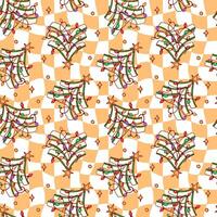 Festive Christmas Tree With Twinkling Lights Pattern Design vector