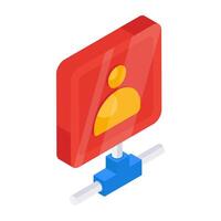 Conceptual flat isometric design icon of network user vector